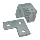 3 Hole, L Shaped Flat Plate Connector for 1/2" Bolt in 1-5/8" Strut Channel - Heavy Duty, Electro-Galvanized