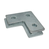 3 Hole, L Shaped Flat Plate Connector for 1/2" Bolt in 1-5/8" Strut Channel - Heavy Duty, Electro-Galvanized