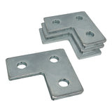 3 Hole, L Shaped Flat Plate Connector for 1/2" Bolt in 1-5/8" Strut Channel - Heavy Duty, Electro-Galvanized