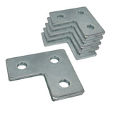 3 Hole, L Shaped Flat Plate Connector for 1/2" Bolt in 1-5/8" Strut Channel - Heavy Duty, Electro-Galvanized