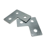 3 Hole, L Shaped Flat Plate Connector for 1/2" Bolt in 1-5/8" Strut Channel - Heavy Duty, Electro-Galvanized