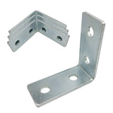 4 Hole, L Shaped 90 Degree Connector Bracket for All 1-5/8" Strut Channel - Heavy Duty, Electro-Galvanized