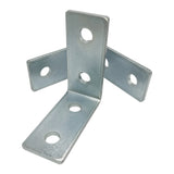 4 Hole, L Shaped 90 Degree Connector Bracket for All 1-5/8" Strut Channel - Heavy Duty, Electro-Galvanized