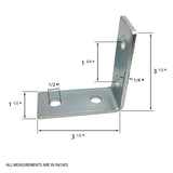 4 Hole, L Shaped 90 Degree Connector Bracket for All 1-5/8" Strut Channel - Heavy Duty, Electro-Galvanized