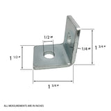 2 Hole, L Shaped 90 Degree Connector Bracket for All 1-5/8" Strut Channel - Heavy Duty, Electro-Galvanized