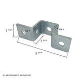 5 Hole, U Shaped Connector Bracket for All 1-5/8" Strut Channel - Heavy Duty, Electro-Galvanized
