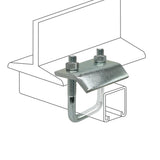 Strut to Beam Clamp with Square U-Bolt and Nuts, 13/16" - 1-5/8" Channel