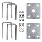 Square U Bolts & Tie Plate Kit for 1-1/2" Trailer Axle, Galvanized Zinc