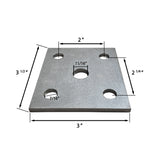 Square U Bolts & Tie Plate Kit for 1-1/2" Trailer Axle, Galvanized Zinc