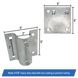 Stationary Dock Side Leg Pipe Holder Sleeve Kit with Backer Plate & Hardware - Heavy-Duty Galvanized Steel