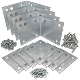 Stationary and Floating Dock Inside Corner Kit with Hardware, 4 Inside Corners and 8 Backer Plates - Heavy-Duty Galvanized Steel