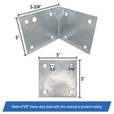 Stationary and Floating Dock Inside Corner Kit with Hardware, 4 Inside Corners and 8 Backer Plates - Heavy-Duty Galvanized Steel