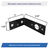Trailer Light Mounting L Shaped Bracket, Black Powder Coated, Heavy Duty, 4.5 x 3 x 1.5 inch