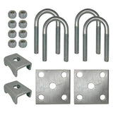 U Bolt Mounting & Plate Kit for 2,200 lb Trailer Axle with 1-3/4" Round Tube Diameter, Galvanized Zinc