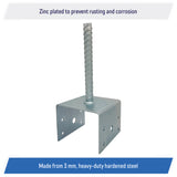U Shaped 6x6 Deck Post Concrete Anchor Spike, Fence Post Base, Zinc Plated