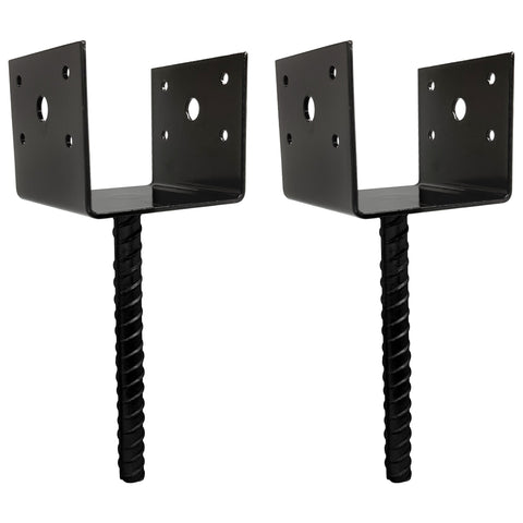 U Shaped 4x4 Deck Post Concrete Anchor Spike, Fence Post Base, Black Powder Coated