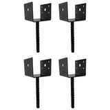 U Shaped 4x4 Deck Post Concrete Anchor Spike, Fence Post Base, Black Powder Coated