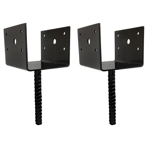 U Shaped 6x6 Deck Post Concrete Anchor Spike, Fence Post Base, Black Powder Coated