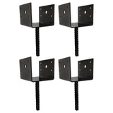 U Shaped 6x6 Deck Post Concrete Anchor Spike, Fence Post Base, Black Powder Coated