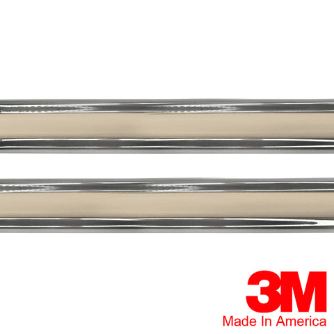 Vintage Style 5/8" Beige & Chrome Side Body Trim Molding - Automotive Authority