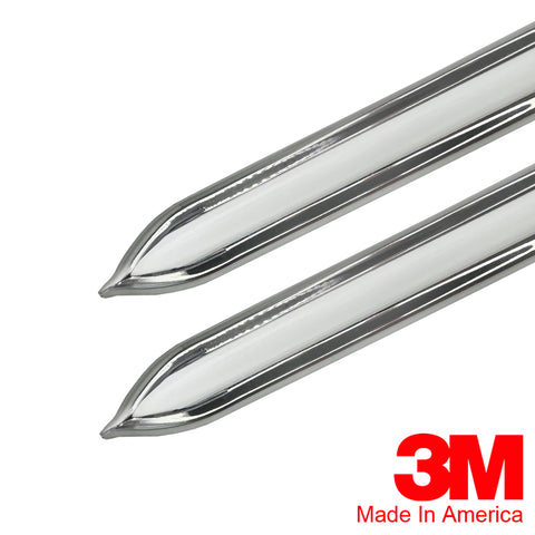 Vintage Style 5/8" White & Chrome Side Body Trim Molding - Formed Pointed Ends - Automotive Authority