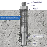 Wedge Anchor Bolt Fasteners for Concrete, Cement, Brick - Zinc-Plated