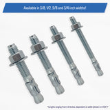 Wedge Anchor Bolt Fasteners for Concrete, Cement, Brick - Zinc-Plated