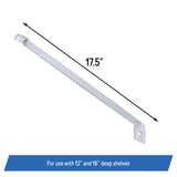 White Wire Shelving Support Bracket for 12" & 16" Deep Shelves with Anchors & Screws, Replacement for ClosetMaid