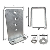 8" Galvanized L-Type Bunk Bracket Kit for Boat Trailer, fits 3x3 Cross Members, Heavy Duty