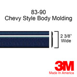 1983-1990 Chevy S10 & S10 Blazer Black & Chrome Side Body Trim Molding 2 3/8" Wide - Automotive Authority