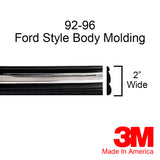 1992-1996 Ford Pickup Truck 2" Chrome/Black Side Body Trim Molding - Automotive Authority