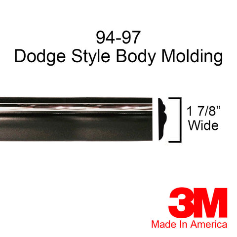 1994-1997 Dodge Ram Black/Chrome Side Body Trim Molding 1 7/8" - Automotive Authority