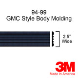 1994-1999 GMC Yukon BLACK Side Body Trim Molding 2.5" Wide - Automotive Authority