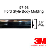 1997-1998 Ford Pickup Truck Chrome/Black Side Body Trim Molding 2.5" Wide