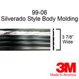 1999-2006 Chevy Silverado Chrome/Black Side Body Trim Molding 3 7/8" Wide - Automotive Authority