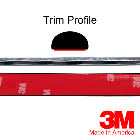 1/2" X 30 Ft Half Round Chrome Trim Molding – Universal Accent For Interior/Exterior – Brickyard Automotive C05HR30