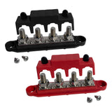 4 Post Power Distribution Block Bus Bar Pair with Cover - 250 Amp Rating – Marine Bus Bar, Automotive, and Solar Wiring – Battery Terminal Distribution Block