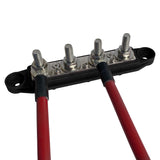 4 Post Power Distribution Block Bus Bar Pair with Cover - 250 Amp Rating – Marine Bus Bar, Automotive, and Solar Wiring – Battery Terminal Distribution Block