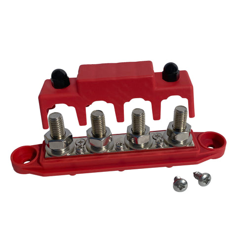 4 Post Power Distribution Block Bus Bar Pair with Cover - 250 Amp Rating – Marine Bus Bar, Automotive, and Solar Wiring – Battery Terminal Distribution Block