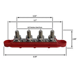 4 Post Power Distribution Block Bus Bar Pair with Cover - 250 Amp Rating – Marine Bus Bar, Automotive, and Solar Wiring – Battery Terminal Distribution Block