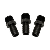 3/8" MPT x 1/2" Barb, Straight Coupler - RV Freshwater Tanks Fitting - 3 Pack
