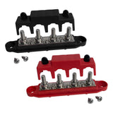 4 Post Power Distribution Block Bus Bar Pair with Cover - 250 Amp Rating – Marine Bus Bar, Automotive, and Solar Wiring – Battery Terminal Distribution Block
