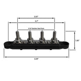 4 Post Power Distribution Block Bus Bar Pair with Cover - 250 Amp Rating – Marine Bus Bar, Automotive, and Solar Wiring – Battery Terminal Distribution Block