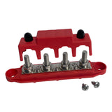4 Post Power Distribution Block Bus Bar Pair with Cover - 250 Amp Rating – Marine Bus Bar, Automotive, and Solar Wiring – Battery Terminal Distribution Block