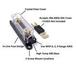 Ceramic ANL Fuse Holder 50-500A In-Line Bolt Down Fuses 0/2/4 Gauge AWG