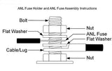 Ceramic ANL Fuse Holder 50-500A In-Line Bolt Down Fuses 0/2/4 Gauge AWG