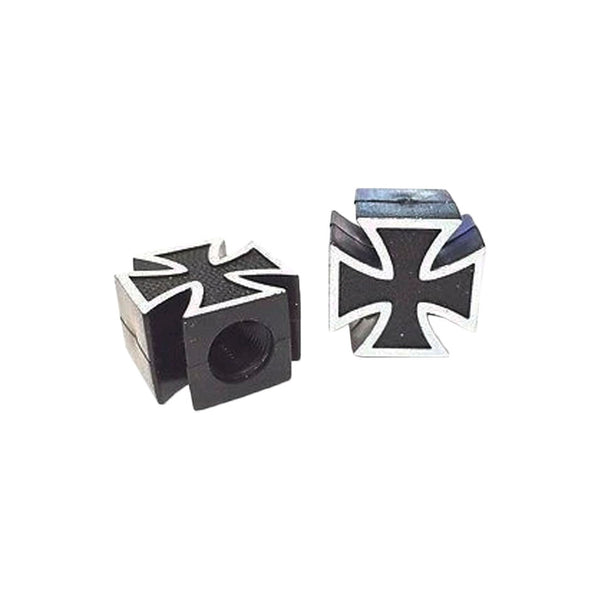 thumbnail image 2 of 4x Iron Cross Valve Stem Caps Wheel Covers Black Car/Truck/Motorcycle 2 of 12