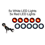 LED 1" Marker Bullet Lights (5) RED (5) WHITE Clearance Truck Trailer - Automotive Authority