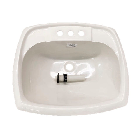RV Camper Trailer Rectangular Bathroom Sink with Drain Stopper Lavatory Sink 20" x 17" - White - Automotive Authority