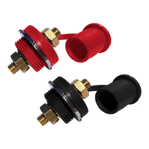 thumbnail interactive-video image 1 of Proflow PFEBT-741445 Insulated Bulkhead Fittings – 2x Black & Red 10mm Stud Mount 1 of 2